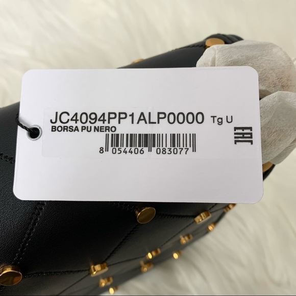 LOVE Moschino Borsa PU Nero Vegan Leather Studded Black Crossbody Bag NWT - Picture 15 of 15